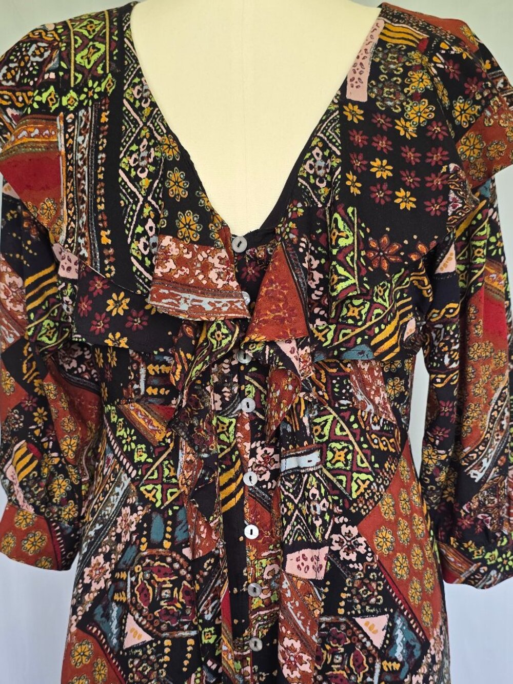 NWT Free People Lennon Patchwork Ruffle Maxi Dress S